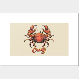 Hand Drawn Crab Illustration Posters and Art